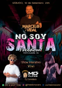 Flyer da festa 'No Soy Santa' em Porto Alegre com Marcelo Vidal