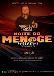 Flyer do evento Noite do Men@ge com DJ Marcelo Vidal em Porto Alegre