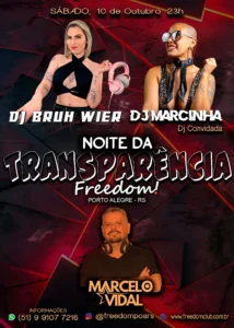 Flyer da Noite da Transparência na Freedom Club, Porto Alegre.